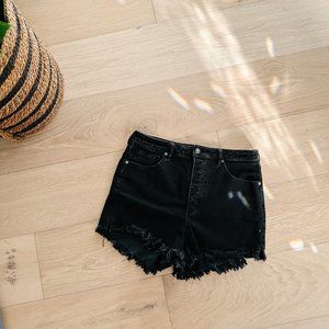 Free People We The Free CRVY Vintage High-Rise Shorts Black Denim Size 33